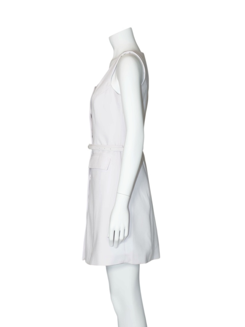 Saks Fifth Avenue Sleeveless Button-Front Off White Dress with Belt Size X-Small - Picture 5 of 14